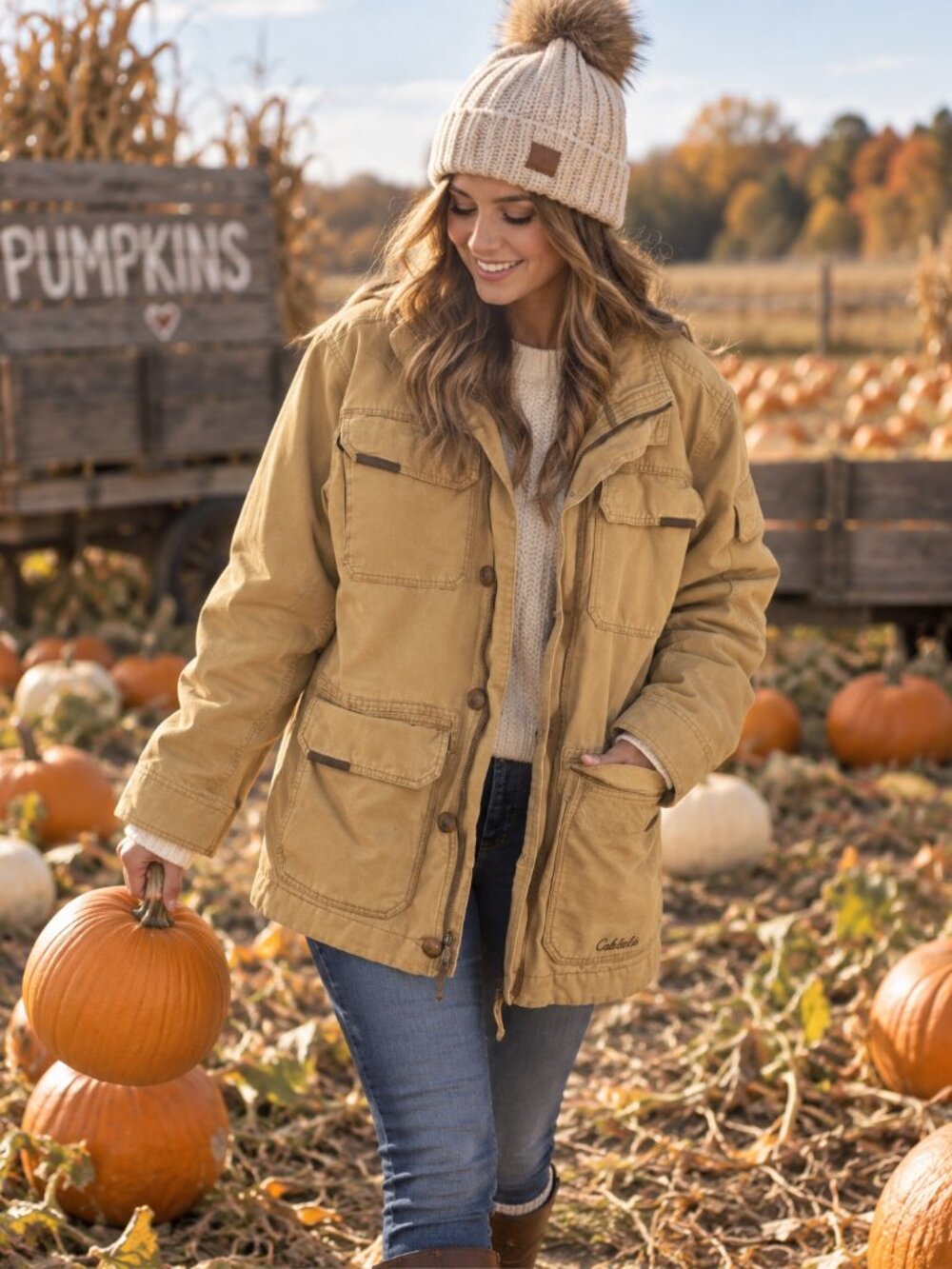 Cabela’s Medium Tall Sherpa Lined Barn Field Jacket Tan Utility Coat